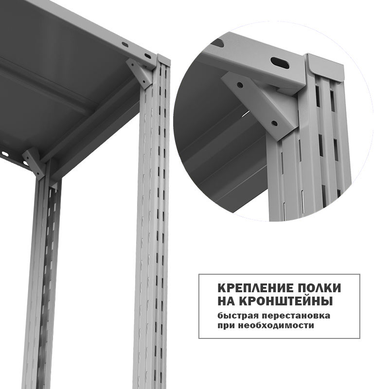 Полка ГТС Универсал с кронштейнами, 1000x500 мм., метал., до 150 кг – изображение №4