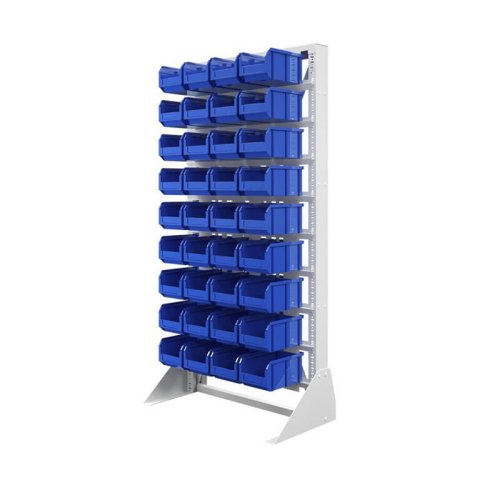 Стеллаж с пластиковыми ящиками односторонний 735х1500 А1-00-09-00  (синий)