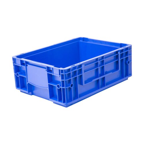 Пластиковый контейнер KLT 4147 универсальный синий, стенки сплошные, дно с отверстиями,  396х297х148 мм