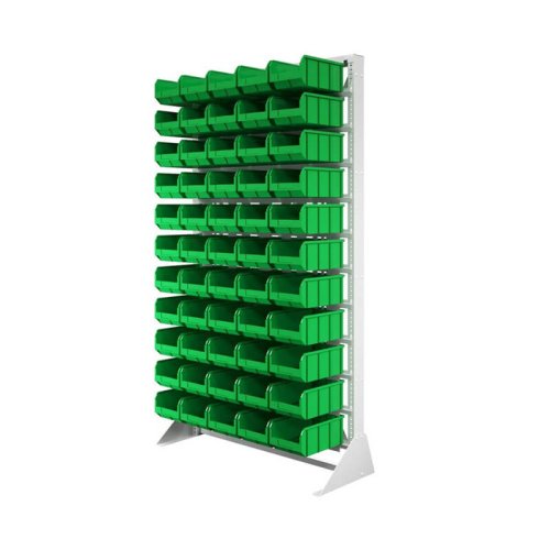 Стеллаж с пластиковыми ящиками односторонний 1150х2000 В1-00-00-11 (зеленый)