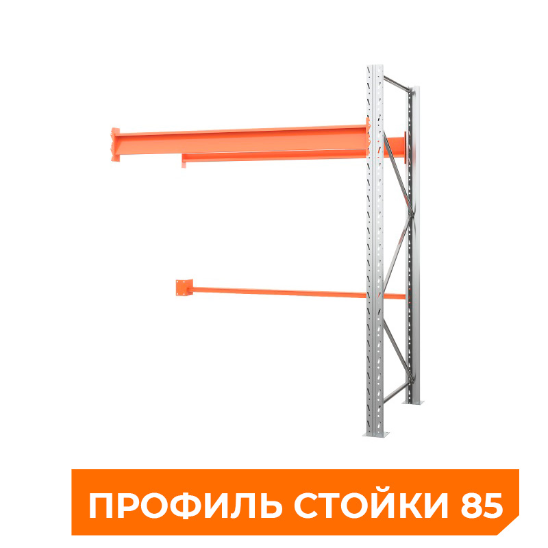 Секция приставная стеллажа металлического паллетного 2000х1800х1100 мм (85.1.5). Ярусы: пол+1