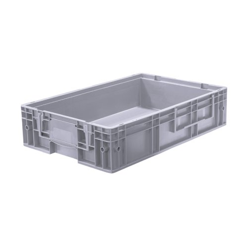 Пластиковый контейнер KLT 6147 универсальный серый, стенки сплошные, дно с отверстиями,  594х396х148 мм