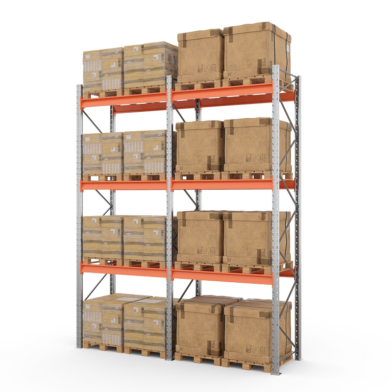 Две секции стеллажа металлического паллетного 4500х1800х1100 мм (100.1.5). Ярусы: пол+3